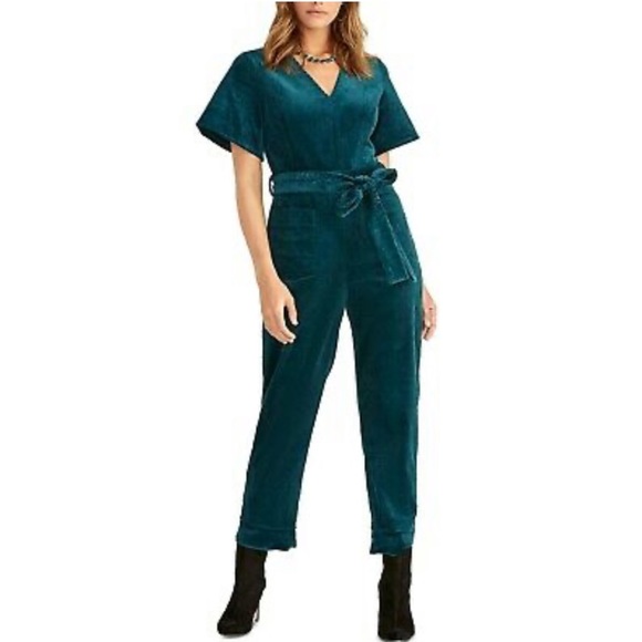 Rachel Roy Dark Peacock Corduroy Velvet Jumpsuit - Picture 2 of 7